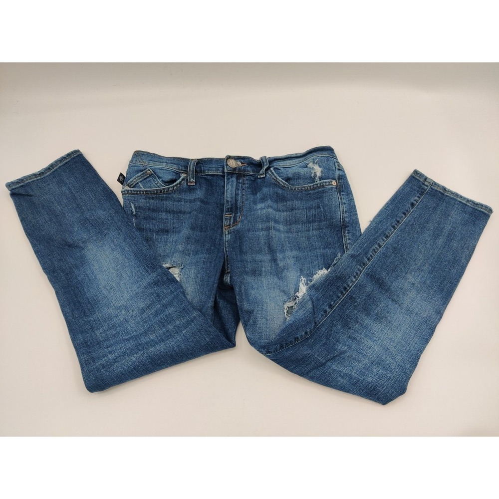 Rock & Republic Indee Women's Distressed Ripped Blue Denim Jeans Size 8